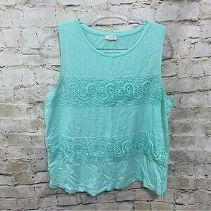 J Crew Mint Green Cotton Crochet Lace Tank Top